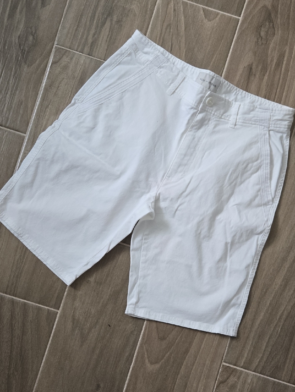 Men's White Flat Front Cotton Shorts